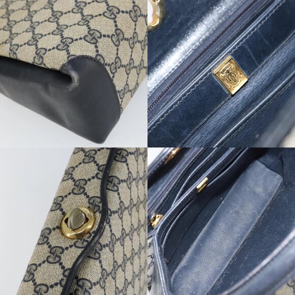 GUCCI GG Supreme Shoulder Bag PVC Navy Gold 001 085 1368 Auth 158804 - Picture 15 of 15